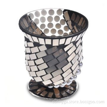 Decorated Glass Candle Holder Crafts with 113mm Height and 100mm Top Diameter